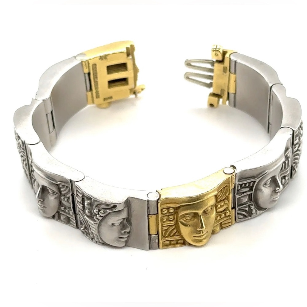 kieselstein Cord “Women Of The World"  Art Bracelet 18k Y Gold & steel 7 inch